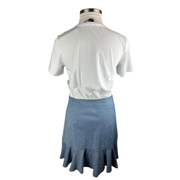 NWT Veronica Beard Chambray Bari T-Shirt Dress Tie Waist Ruffle Women's Large - Picture 8 of 15